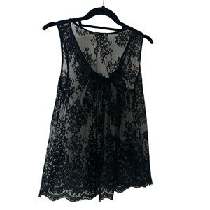 Express Flirty Sheer Lace Top Black M EUC
